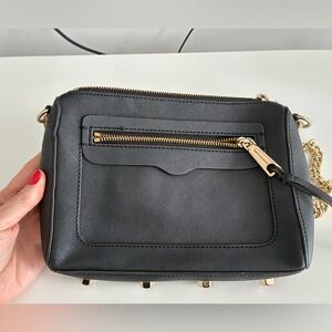 Black Crossbody Bag with Gold Accents